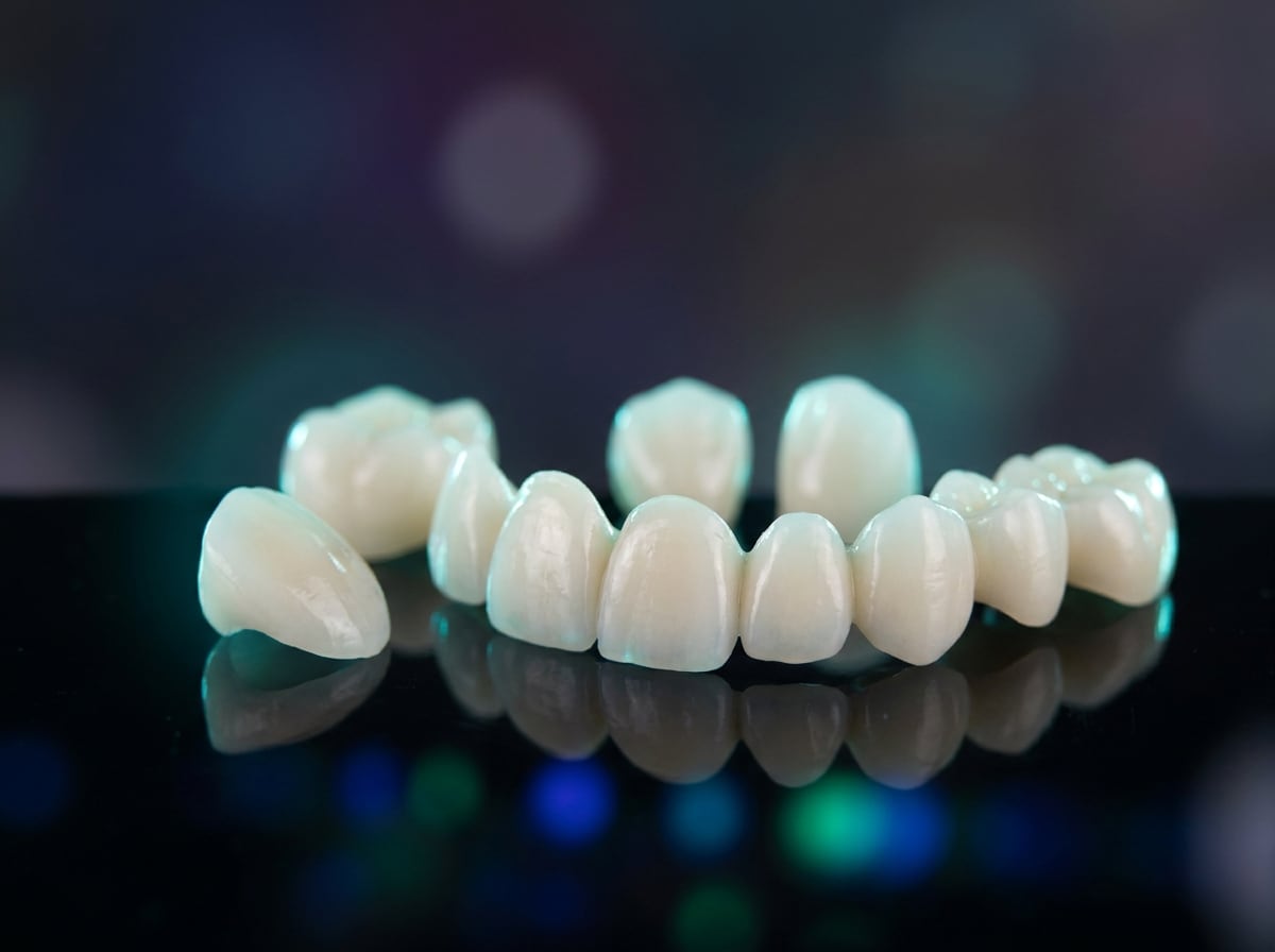 Corone dentali in zirconia rifinite a mano nel laboratorio Lello Piazza